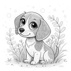Dog coloring page, Art & Illustration, coloring page 