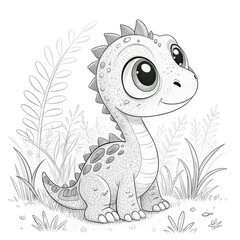 dinosaur coloring page, coloring book, grayscale coloring pages