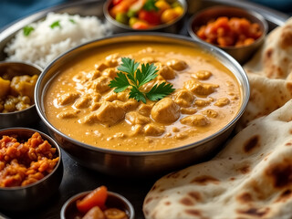Chicken Curry with Rice and Papadum