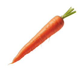 Vibrant Orange Carrot with Green Top on White Background