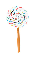 Hand drawn circle mint lollipop on a stick, isolated vector illustration of a colorful candy.