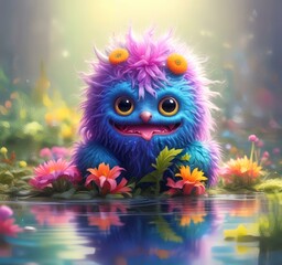 Obraz premium Illustration of fluffy and cute small monster.