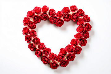 Obraz premium A delicate Valentine's wreath made of hearts and roses, symbolizing eternal love.