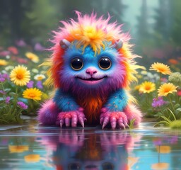 Naklejka premium Illustration of fluffy and cute small monster.