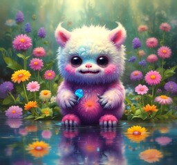 Illustration of fluffy and cute small monster.