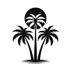 set of palm tree silhouettes icon