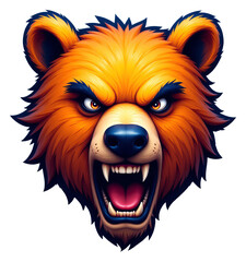 Fototapeta premium Orange bear head roaring transparent background