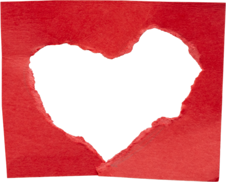Empty heart illustration on background, red paper heart PNG