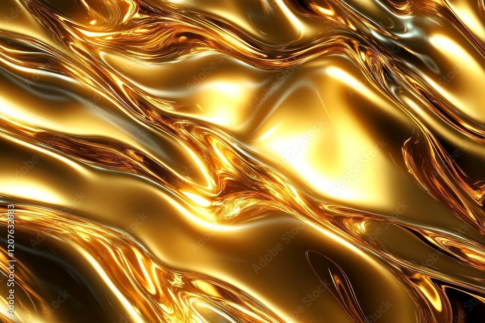 Poster abstract design featuring fluid gold patterns.