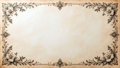 Victorian-style decorative paper with delicate floral borders, light cream background, vintage design
