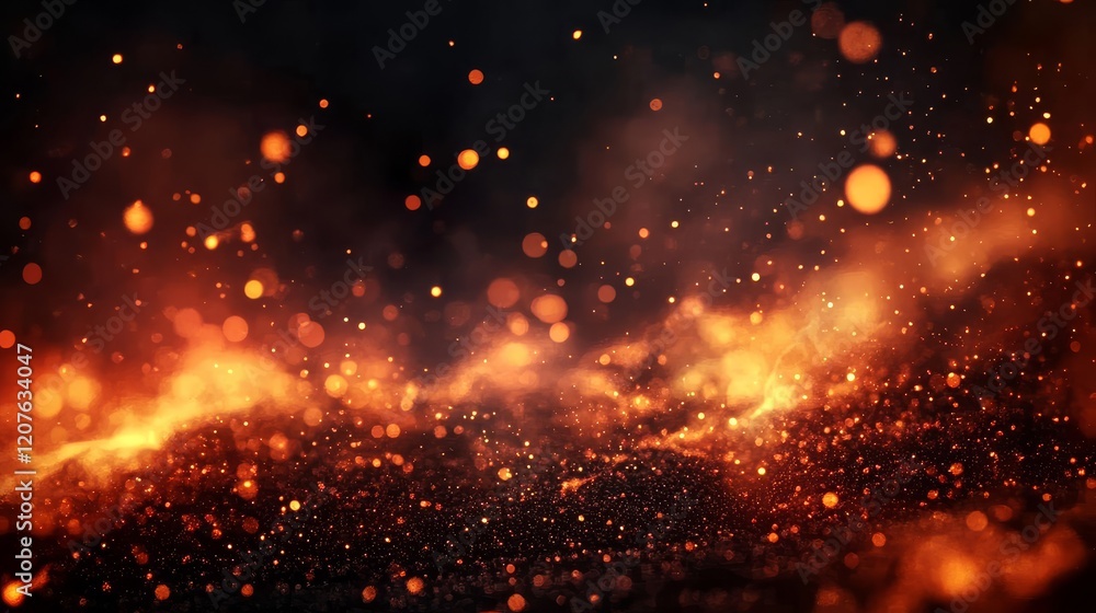 Poster abstract representation of glowing fire particles.