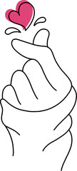 hand drawn line art with heart symbol vector illustration