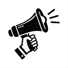 hand holding a megaphone silhouette icon 
