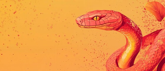 Obraz premium flat vector banner with a red snake. chinese new year