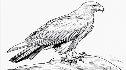 Fototapeta premium Majestic eagle perched on rock, a detailed illustration