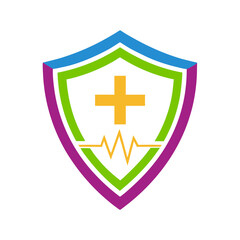 shield with cross and ribbon