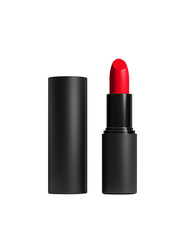  red lipstick in an elegant black case on transparent or white background