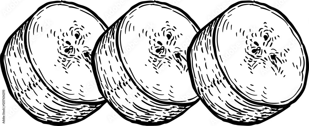 Canvas Prints banana slices ink sketch.