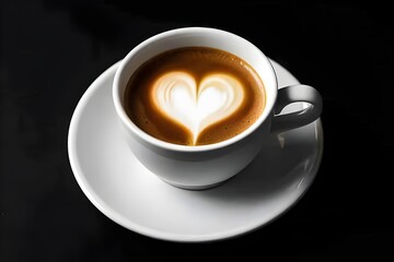 a cup of latte coffee in the shape of a heart
