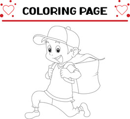  courier with transportation coloring page for kids