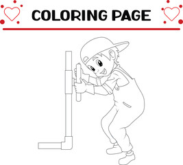 plumber are doing job coloring page for kids