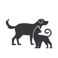 Isolated pictogram sign of animal pets a black cat and dog icon