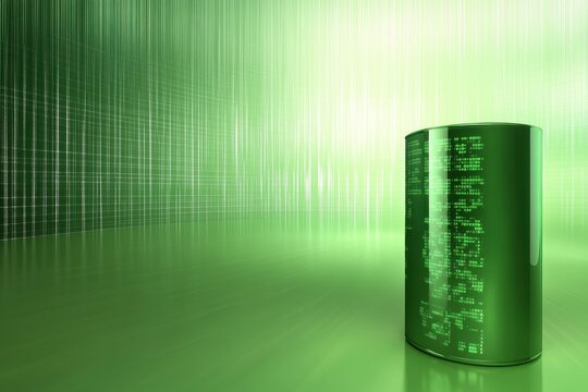 Futuristic Green Energy Battery Technology in High-Tech Environment with Digital Elements and Sleek Design for Sustainable Solutions