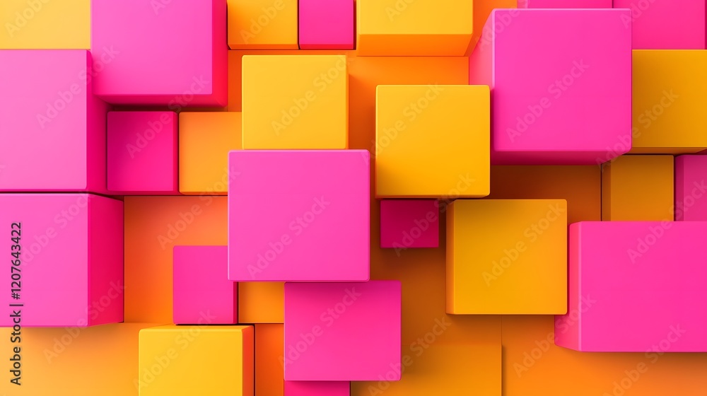 Poster vibrant stacked cubes with dynamic modern layout in 3d