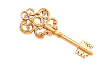 House key pair with metal house shaped keyring isolated on white background. PNG


