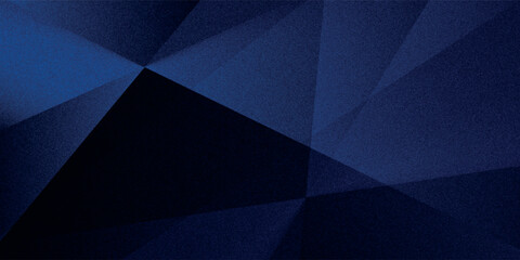 Obraz premium Black dark navy blue silver abstract pattern background. Geometric shape. Line triangle angle fold polygon diamond 3D. Color gradient ombre. Rough grain noise. Light shadow.