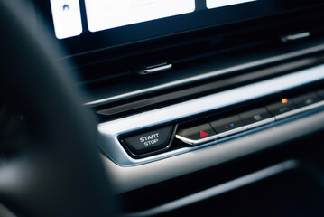Start stop engine modern new car button