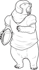 Bear American Football Helmet Animal Vector Graphic Art Illustration