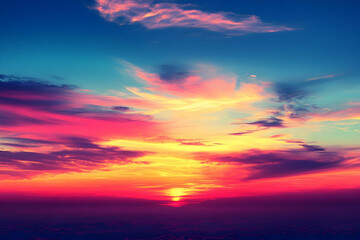 Obraz premium Vibrant sunset cloudscape over mountains