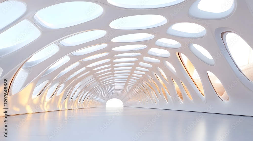 Poster futuristic abstract architectural grid with glowing accents and clean 3d design