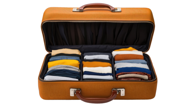 Neatly Packed Suitcase with Colorful Clothes Displayed for a Perfect Travel Experience and Adventure