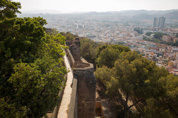 Passageway corridor within the walls of the Gibralfaro Castle in Malaga, Spain.