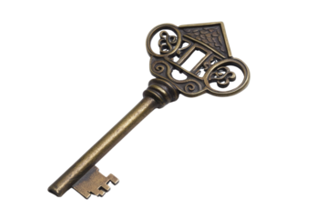 House key pair with metal house shaped keyring isolated on white background. PNG



