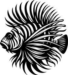 black and white lionfish, lionfish vector art