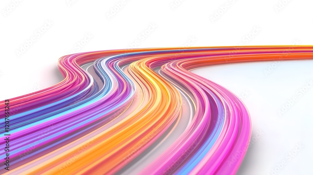 Poster abstract multicolored streaks of light on highway motion blur background