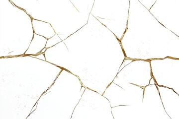 Obraz premium Abstract Pattern of Cracked White Surface with Golden Veins