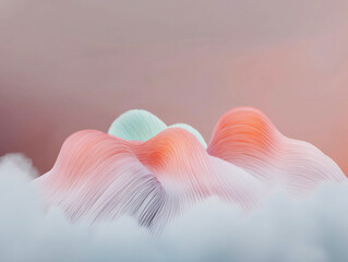 Fototapeta premium Soft Flowing Abstract Shapes in Coral and Sky Blue Pastel Tones 
