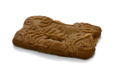 Enjoying a delightful spiced cookie with intricate patterns on a sunny afternoon