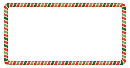 Festive Candy Cane Striped Frame on White Background
