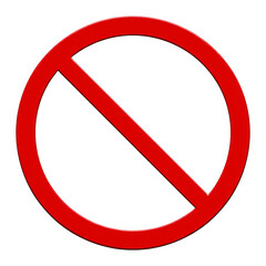 Red circle with line through on transparent background