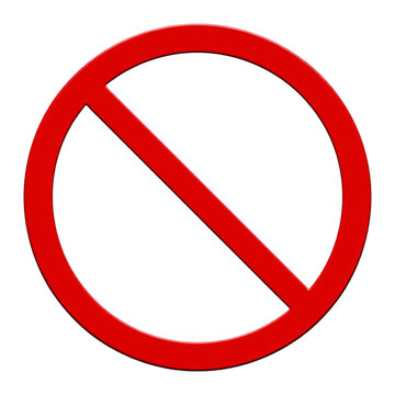 Red circle with line through on transparent background