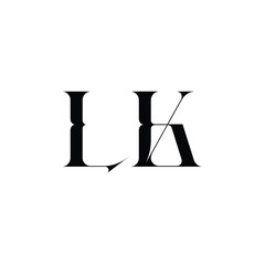 LK monogram logo design letter text name symbol monochrome logotype alphabet character simple logo