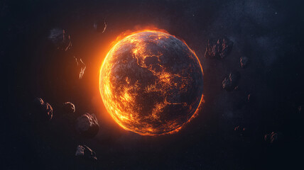 Obraz premium A breathtaking view of planet Earth with the sun rising from the horizon in space.