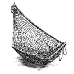 Obraz premium Empty fishing net, hand-drawn illustration.