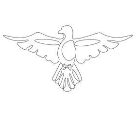 Continuous one line drawing of pigeon. Bird symbol of peace and freedom. Single line drawing illustration of flying dove. style Concept vector art. Doodle line illustration.