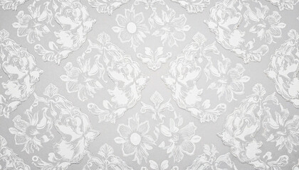 Elegant grey floral background with intricate design patterns for classic decor, copy space